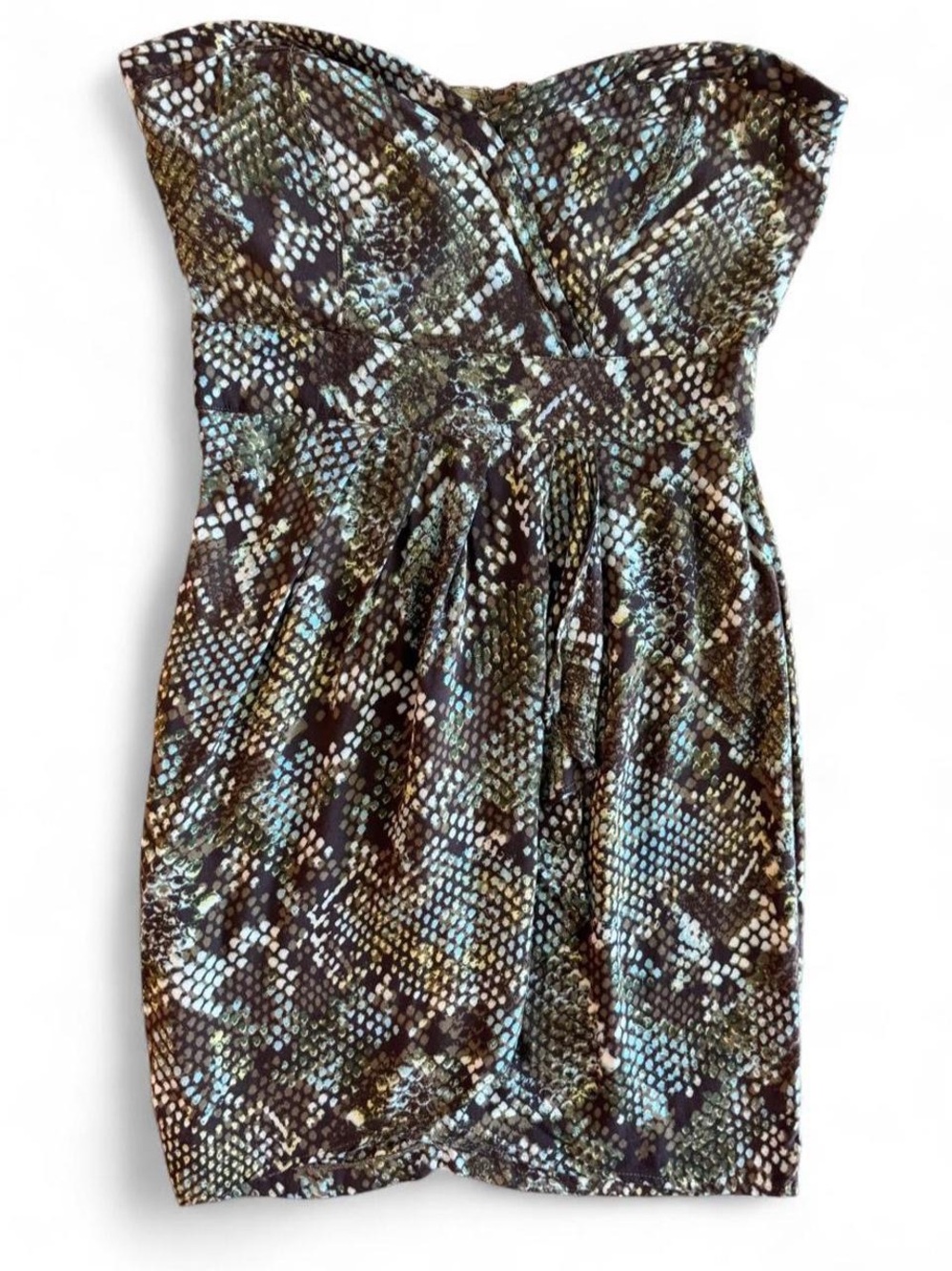 Y2K American Rag Snake Skin Animal Print Strapless Mini Dress Medium Juniors